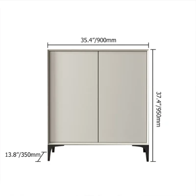 Nordic Minimalist Off White Wooden Shoe Cabinet with 2-Door 8-Shelf