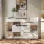 Nordic White Shoe Storage Cabinet with 7 Shelves 5 Drawers Entryway Shoe Storage