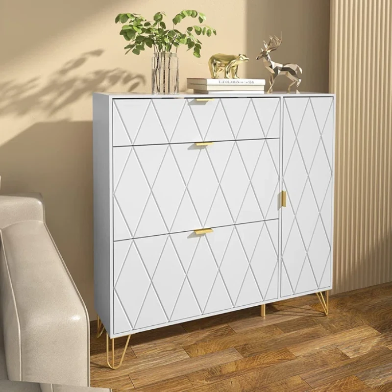 Black Aadhyareddy 16 Pairs Manufactured Wood Shoe Storage Cabinet