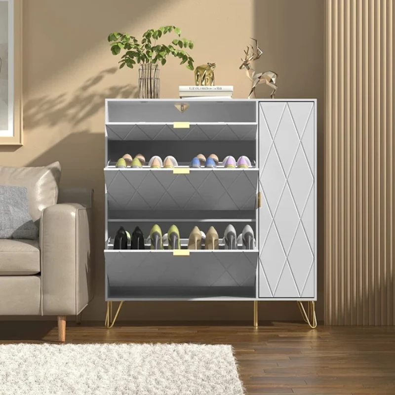 Black Aadhyareddy 16 Pairs Manufactured Wood Shoe Storage Cabinet
