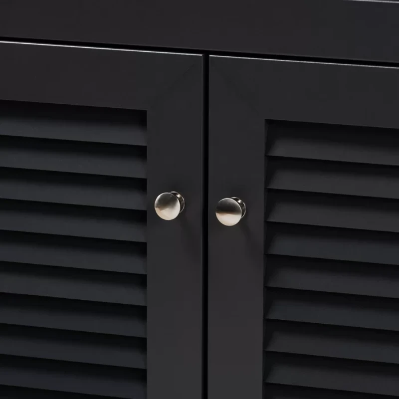 Dark Gray 12 Pairs Manufactured Wood Shoe Storage Cabinet