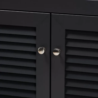 Dark Gray 12 Pairs Manufactured Wood Shoe Storage Cabinet