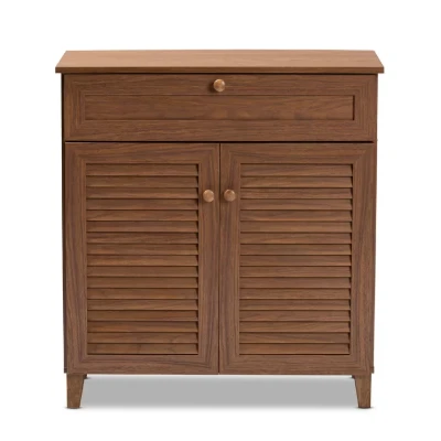 Dark Gray 12 Pairs Manufactured Wood Shoe Storage Cabinet