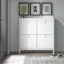 White Mchone 16 Pairs Manufactured Wood Shoe Storage Cabinet