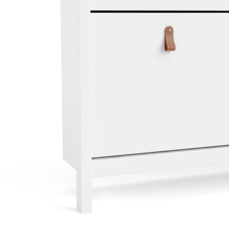 White Mchone 16 Pairs Manufactured Wood Shoe Storage Cabinet