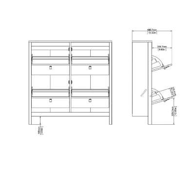 White Mchone 16 Pairs Manufactured Wood Shoe Storage Cabinet