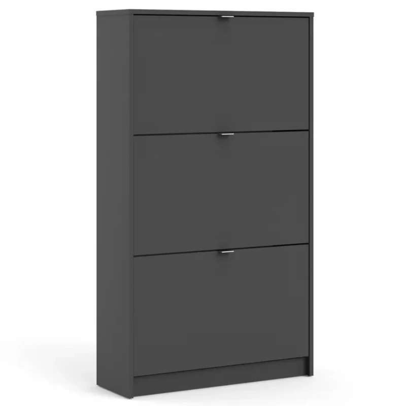 Dark Gray 18 Pairs Manufactured Wood Shoe Storage Cabinet
