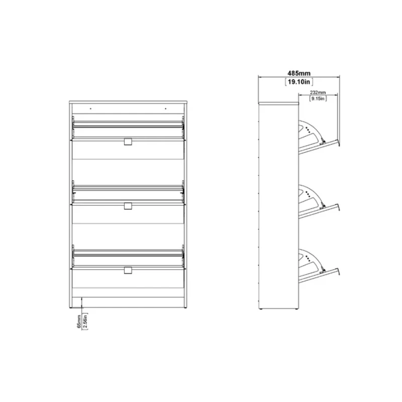 Dark Gray 18 Pairs Manufactured Wood Shoe Storage Cabinet