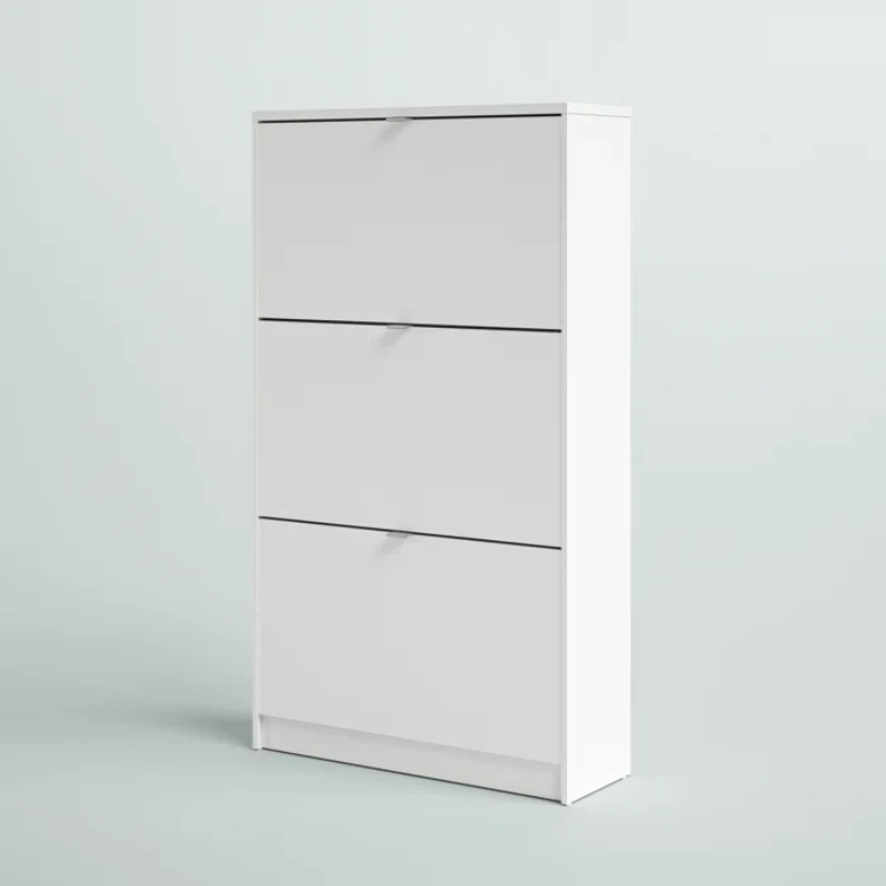 Dark Gray 18 Pairs Manufactured Wood Shoe Storage Cabinet