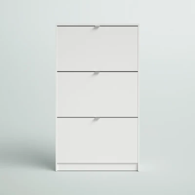 Dark Gray 18 Pairs Manufactured Wood Shoe Storage Cabinet