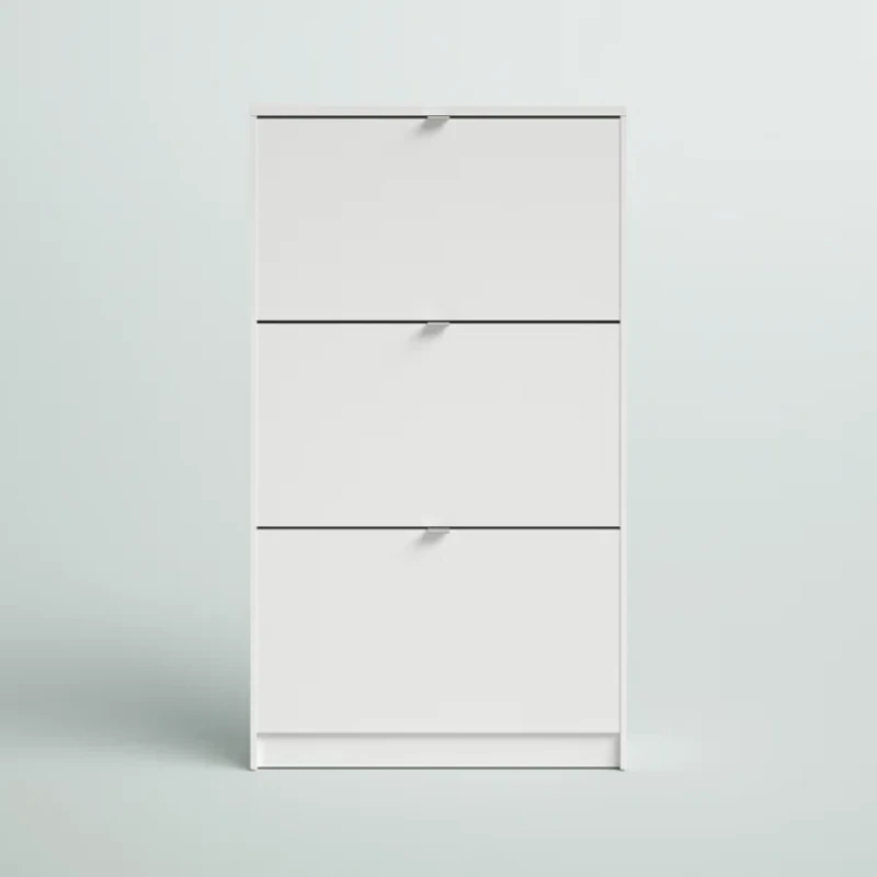 Dark Gray 18 Pairs Manufactured Wood Shoe Storage Cabinet