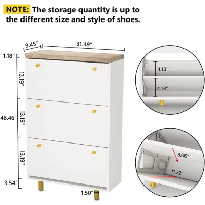 WalnutBlack 24 Pairs Solid + Manufactured Wood Shoe Storage Cabinet