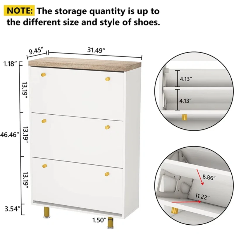 WalnutBlack 24 Pairs Solid + Manufactured Wood Shoe Storage Cabinet