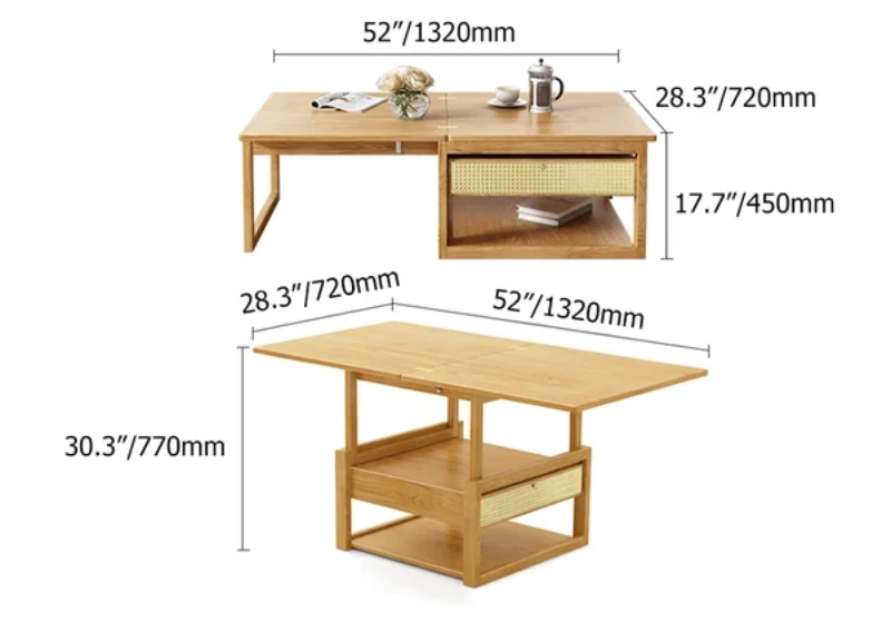 Picture of Xanta Natural Wood Multifunctional coffee table