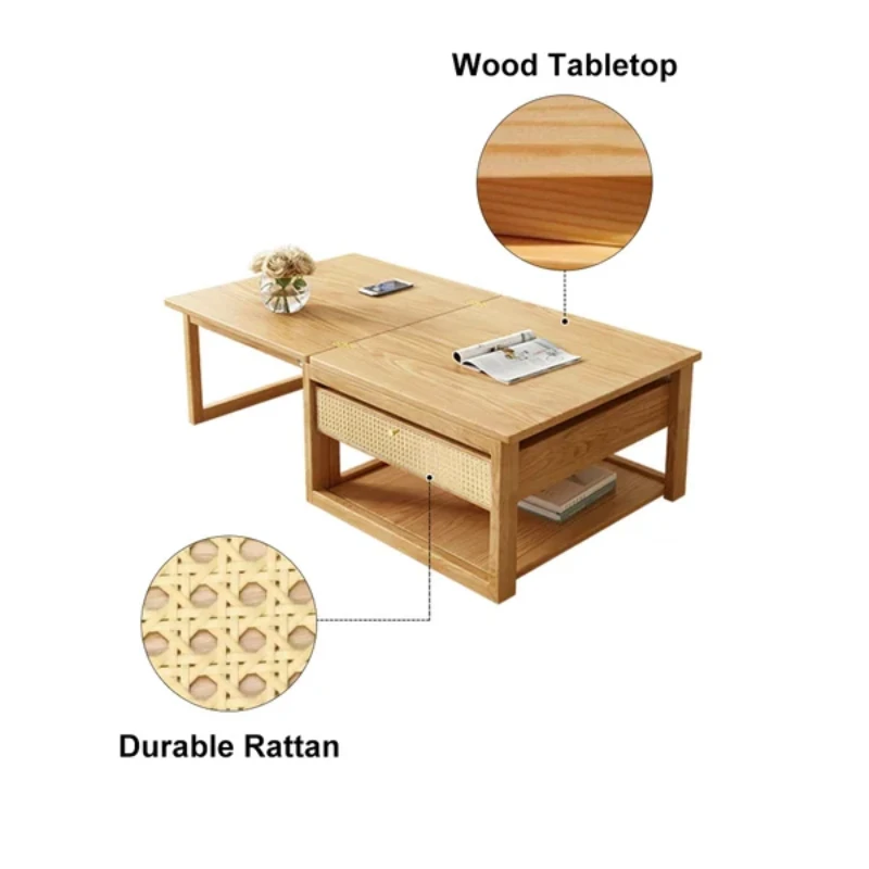 Picture of Xanta Natural Wood Multifunctional coffee table