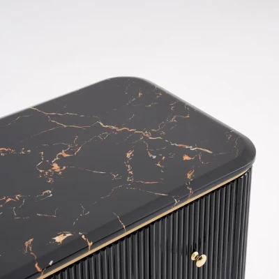 Vanity Dressing Table – Marble-Effect Top with Gold Legs