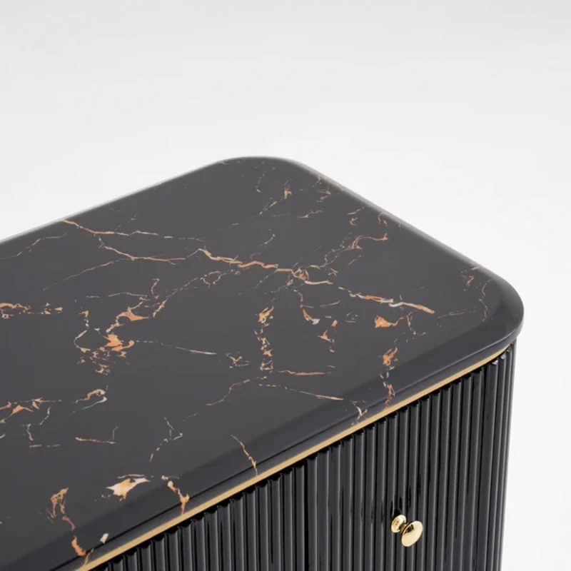 Vanity Dressing Table – Marble-Effect Top with Gold Legs