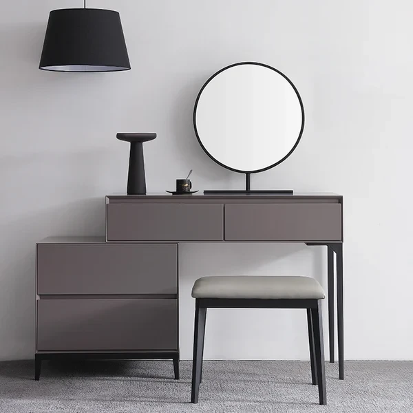 Graffie Dressing Table Set – Natural Wood with Mirror & Stool