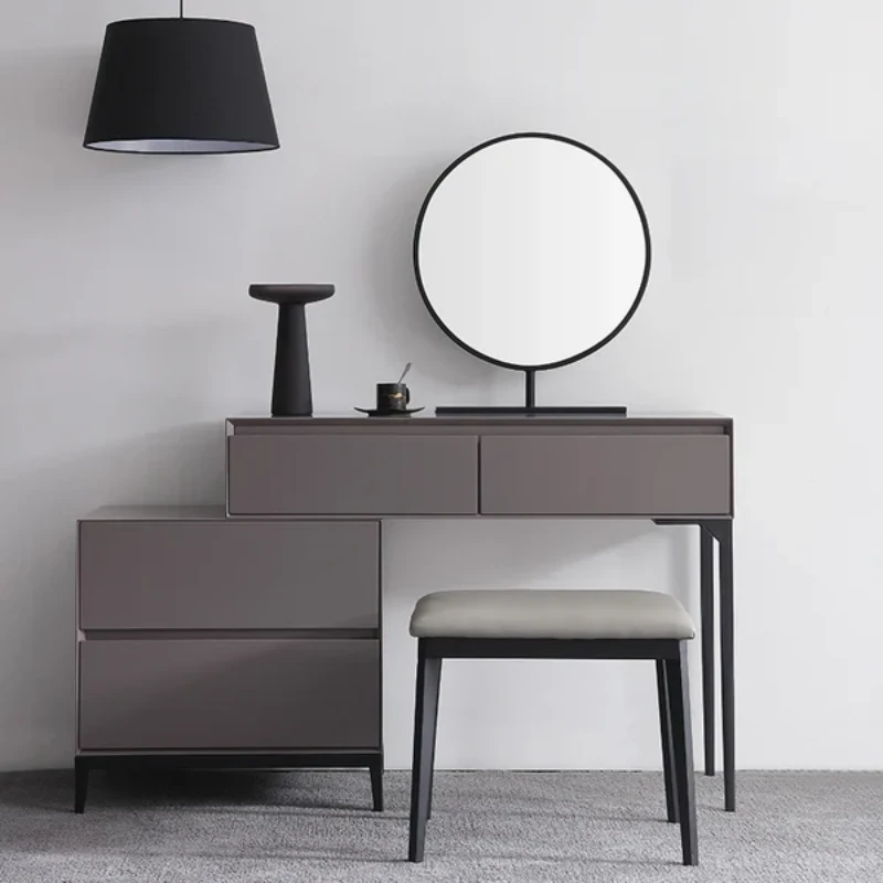 Graffie Dressing Table Set – Natural Wood with Mirror & Stool