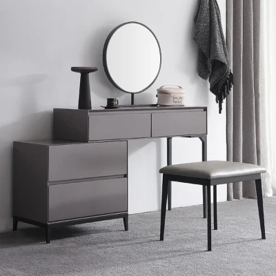 Graffie Dressing Table Set – Natural Wood with Mirror & Stool