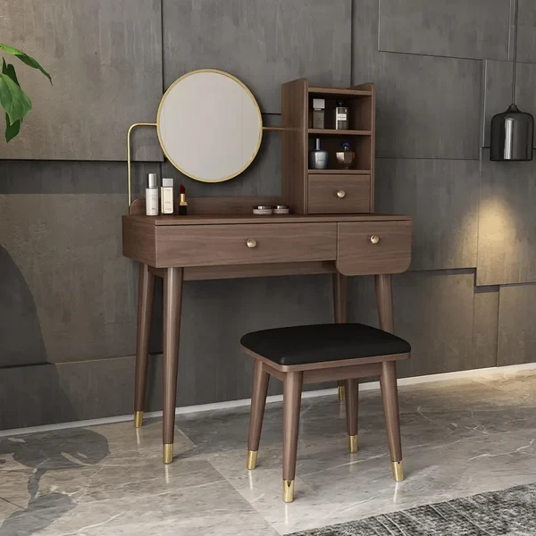 Diffia dresser with chair and mirror - Natural Wood