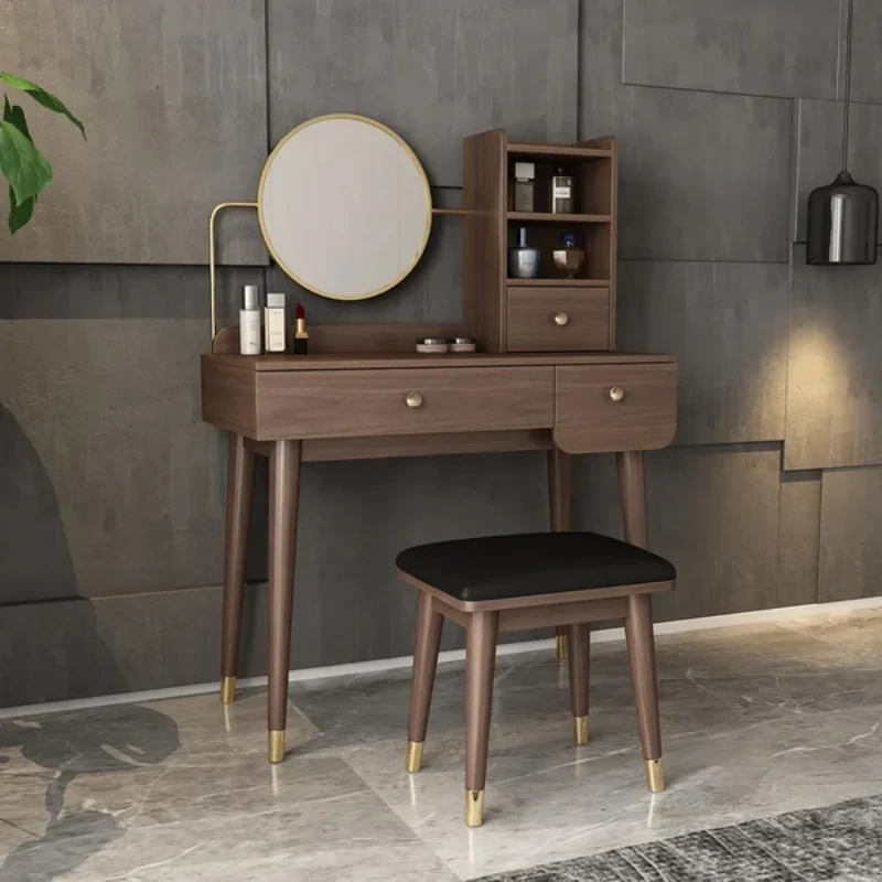 Diffia dresser with chair and mirror - Natural Wood