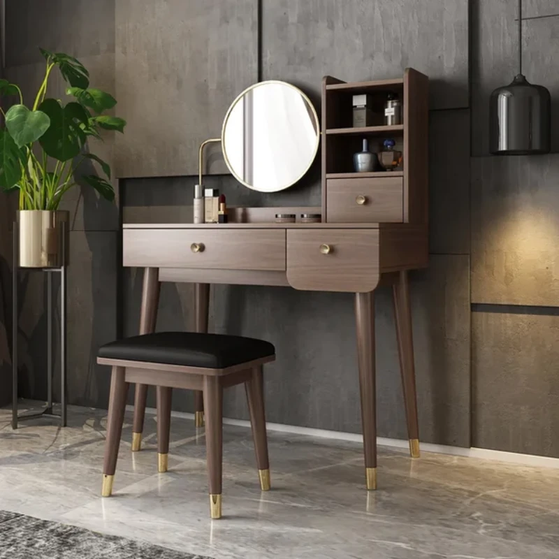 Diffia dresser with chair and mirror - Natural Wood