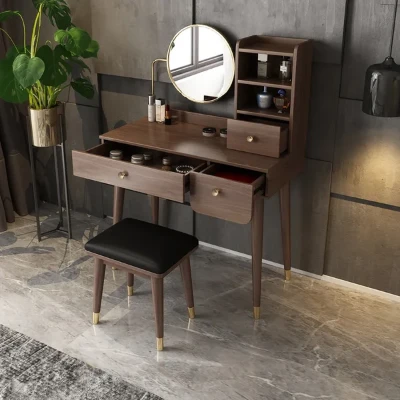 Diffia dresser with chair and mirror - Natural Wood