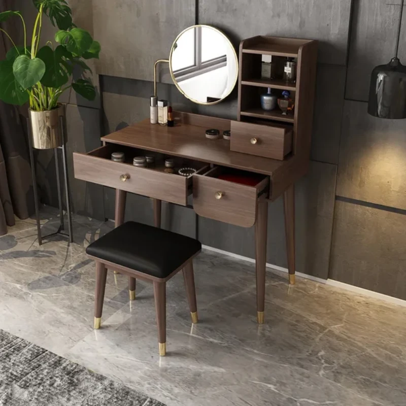 Diffia dresser with chair and mirror - Natural Wood