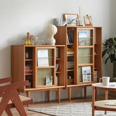 Patrick Storage Cabinet Natural Wood with Rattan