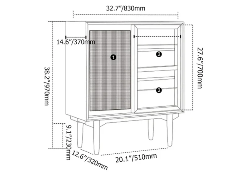 Patrick Storage Cabinet Natural Wood with Rattan