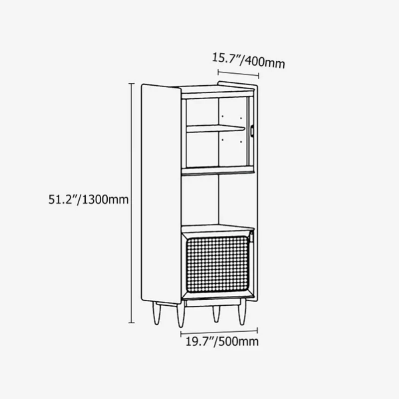 Lezaro Natural Wood Cabinet with Rattan Door