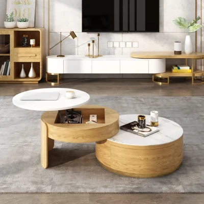 Picture of Doba Natural Wood Coffee Table with Drawers