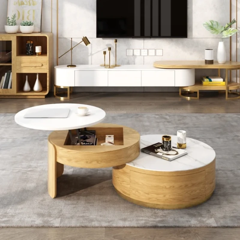 Picture of Doba Natural Wood Coffee Table with Drawers
