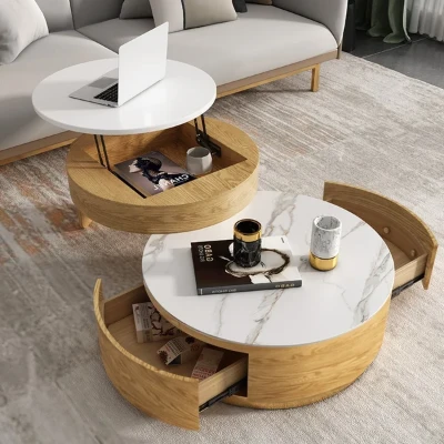Picture of Doba Natural Wood Coffee Table with Drawers