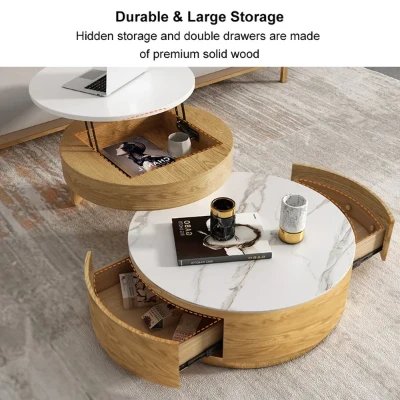 Picture of Doba Natural Wood Coffee Table with Drawers