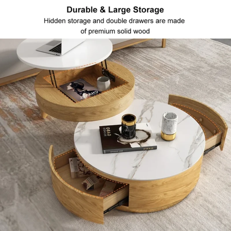 Picture of Doba Natural Wood Coffee Table with Drawers