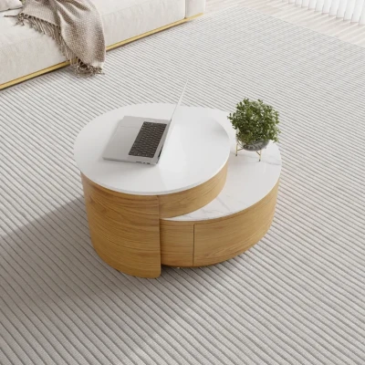 Picture of Doba Natural Wood Coffee Table with Drawers