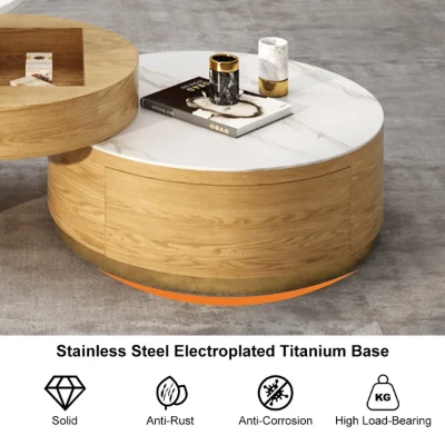 Picture of Doba Natural Wood Coffee Table with Drawers