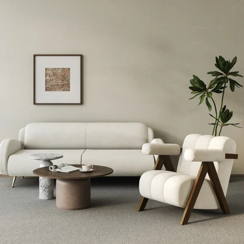 Picture of Sovana Cozy Armchair – Cylindrical Design with Wooden Legs