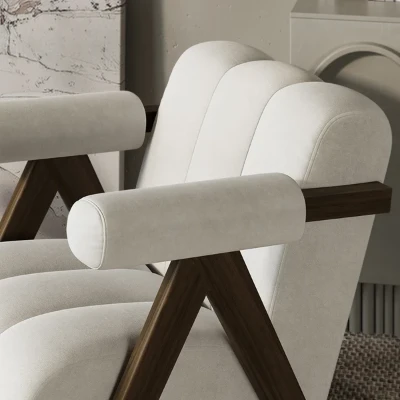 Picture of Sovana Cozy Armchair – Cylindrical Design with Wooden Legs