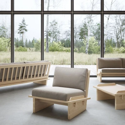 Picture of Wilson Classic Armchair – Natural Wood with Cushions