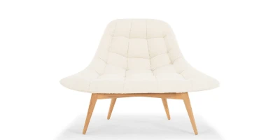 Elton Upholstered Natural wood chair White