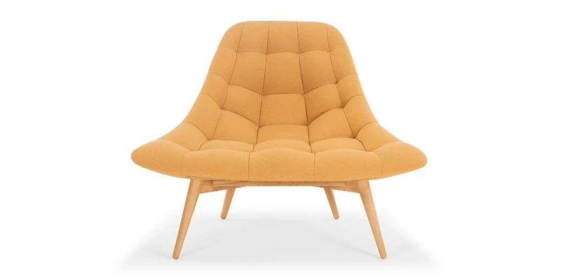 Elton Upholstered Natural wood chair yellow