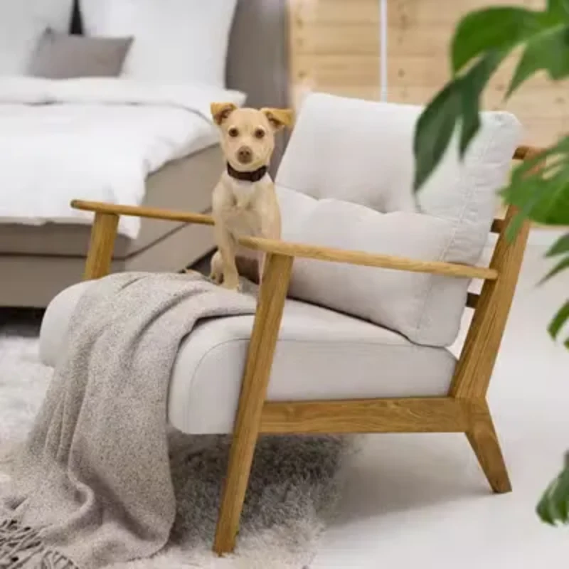 Picture of Casilo Natural Wood Armchair – Vintage Charm & Everyday Comfort