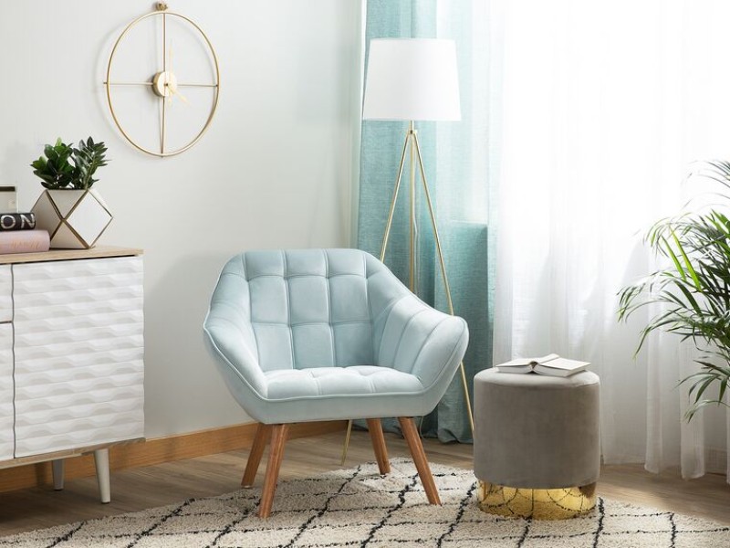 Picture of Melo Rounded Armchair – Soft Upholstery & Wooden Legs