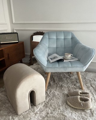 Picture of Melo Rounded Armchair – Soft Upholstery & Wooden Legs