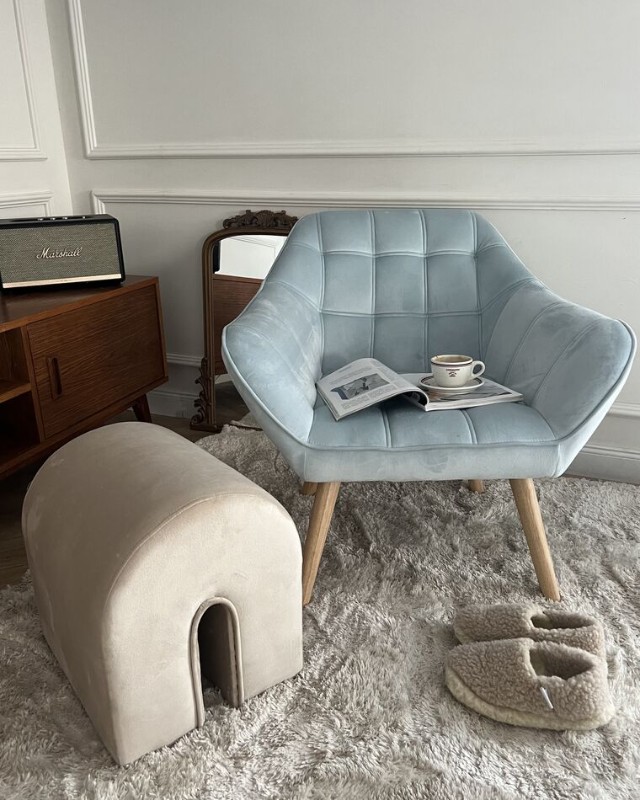 Picture of Melo Rounded Armchair – Soft Upholstery & Wooden Legs