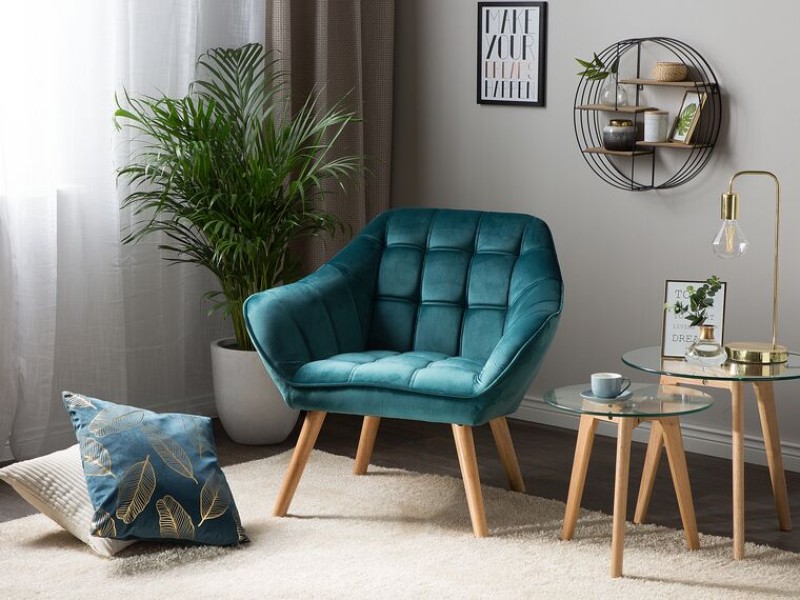 Picture of Melo Rounded Armchair – Soft Upholstery & Wooden Legs