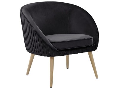 Picture of Divano Curved Accent Chair – Natural Wood with Plush Upholstery